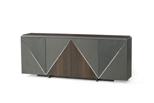Sideboard Schrank Beistellschrank Dreieckig Muster Grau Arbeitszimmer