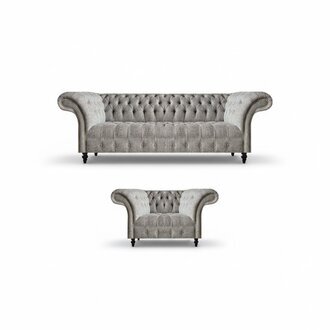 SitzmÃ¶bel Grau Sofa Komplett Sofa Couch Dreisitze Luxus Sessel Chesterfield