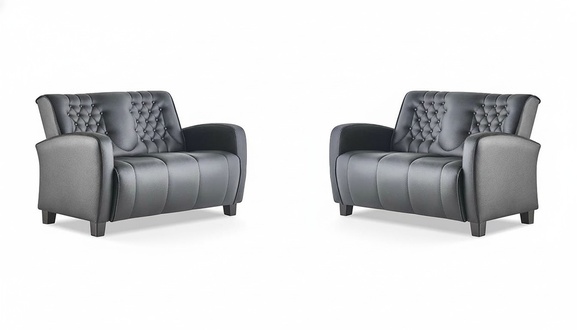 SitzmÃ¶bel-Set Chesterfield KnÃ¶pfe 2-Sitzer Sofas Modern Schwarz Holz