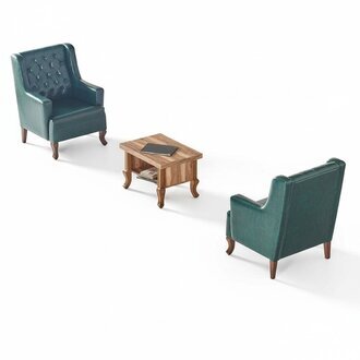 SitzmÃ¶bel Set Chesterfield Sessel GrÃ¼n Couchtisch Braun Leder Klassisch