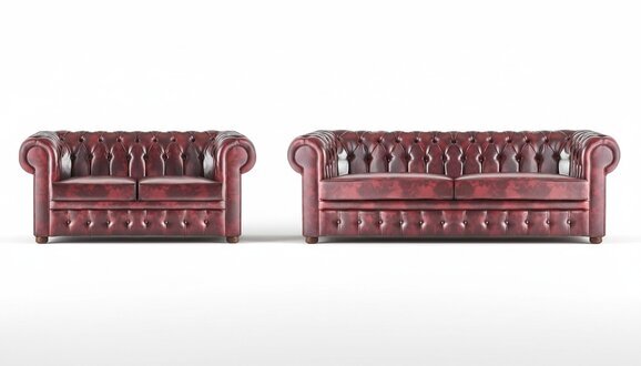 SitzmÃ¶bel Sofa-Set 3-Sitzer 2-Sitzer Bordeaux Couch Chesterfield KnÃ¶pfen