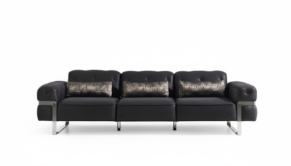Sofa 3 Sitzer Dreisitzer Textil Luxus MÃ¶bel Design Couch schwarz