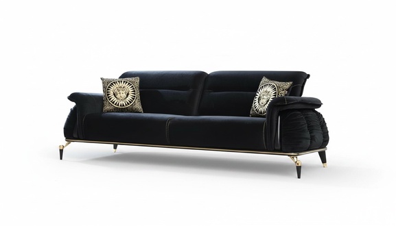 Sofa 3 Sitzer schwarz Chesterfield Designer MÃ¶bel Wohnzimmer Sofas Luxus