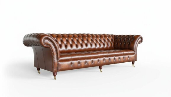 Sofa 4 Sitzer Chesterfield Design Luxus Sofa Polster Couch Neu Braun