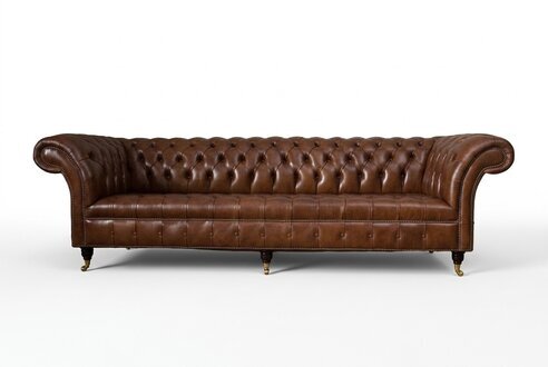 Sofa 4 Sitzer Luxus MÃ¶bel Chesterfield Leder Braun Design Modern Stil