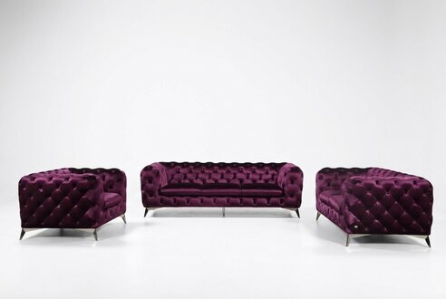 Sofa Chesterfield Polster Couch XXL Big Garnitur Textil 2+1+1 designer
