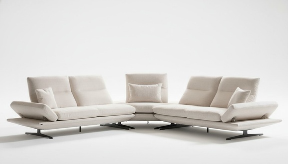 Sofa Couch Polsterung L-Form Wohnzimmer Design Ecke Textil WeiÃ Luxus Couchen