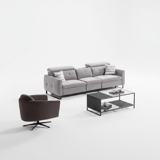 Sofa Couch Wohnzimmer Set Sofagarnitur 3+1 Grau Stoff Sofas MÃ¶bel set