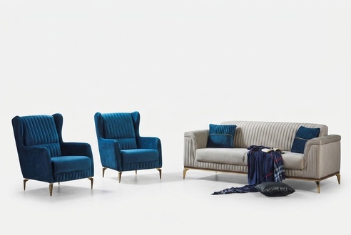 Sofa Komplett 3+1+1 Sitzer Wohnzimmer Textil PolstermÃ¶bel Design MÃ¶bel