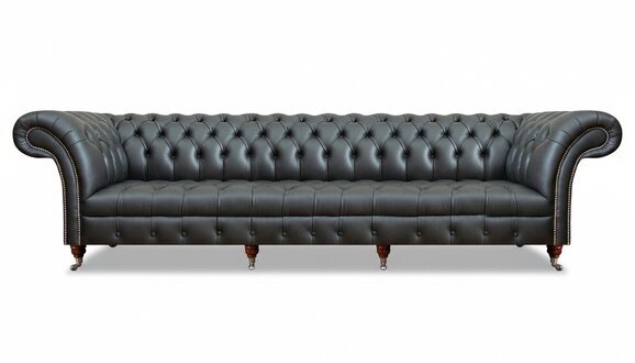 Sofa Viersitzer Couch Schwarz Leder PolstermÃ¶bel Chesterfield Einrichtung