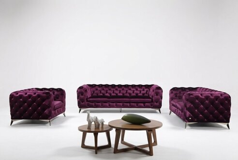 Sofa XXL Big Chesterfield Couch Polster Garnitur Textil 3+3 designer Couchen