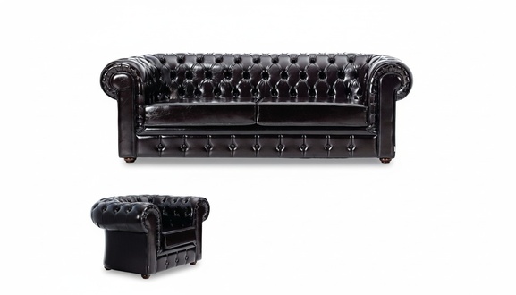 Sofagarnitur 2+1 Sitzer Chesterfield Leder Sofa Modern Relax Sessel 2tlg.MÃ¶bel