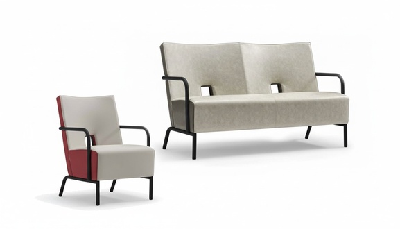 Sofagarnitur 2+1 Sitzer in Leder Wohnzimmer set modernes Design in grau Farbe