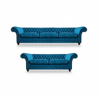 Sofagarnitur 2x Sofas PolstermÃ¶bel Wohnzimmer Textil Sitz MÃ¶bel Chesterfield