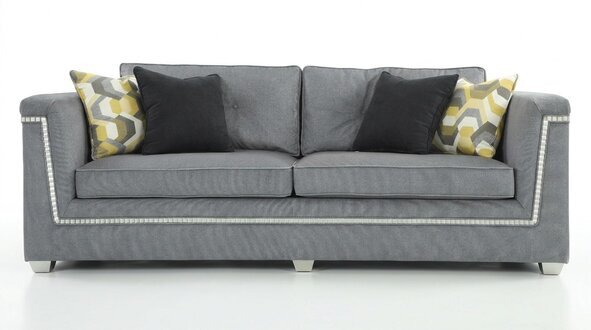 Sofagarnitur 3+1 Grau Wohnzimmer Textil PolstermÃ¶bel Modernes Sofa