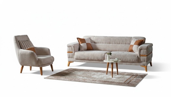Sofagarnitur 3+1 Sitzer Modern Sessel Modern Stil 2tlg Wohnzimmer