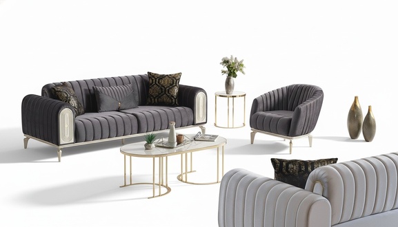 Sofagarnitur 3+1 Sitzer Sessel Garnitur Modern Relax Sessel MÃ¶bel Grau