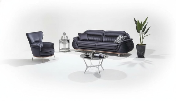 Sofagarnitur 3+1 Sitzer Wohnzimmer Schwarz LuxuriÃ¶se Sessel mit Sofa Dreisitzer