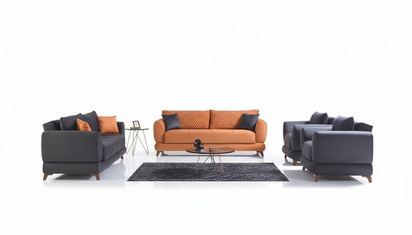 Sofagarnitur 4 StÃ¼ck Holz Wohnzimmer Luxus Sofa Modern Stoff Komplett