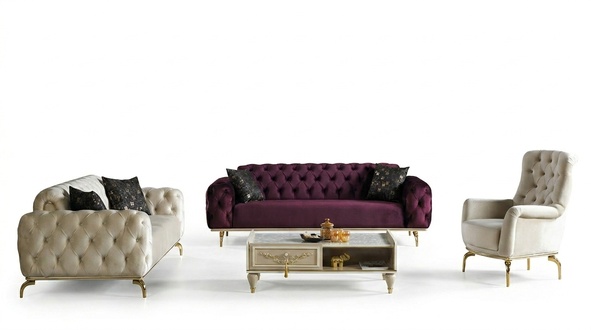 Sofagarnitur 3+3+1 Sitzer Chesterfield Modern Stil Garnitur Set 3tlg.