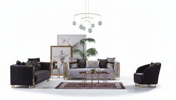 Sofagarnitur 3+3+1 Sitzer Chesterfield Barock Stil Garnitur Set 3tlg.