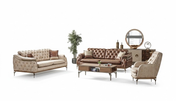 Sofagarnitur 3+3+1 Sitzer Chesterfield Modern Garnitur Set 3tlg. Sofa