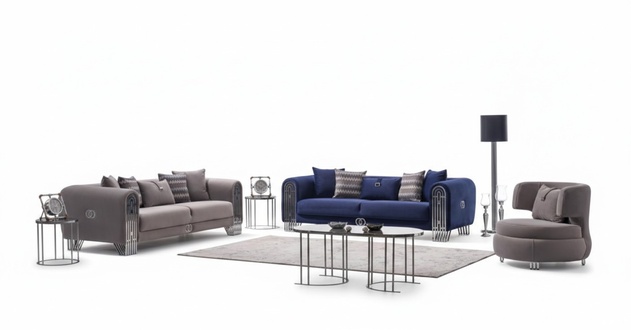 Sofagarnitur Sitzer Luxus Stoff Set 3 tlg Polstersofa Textil MÃ¶bel