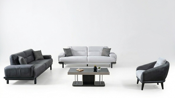 Sofagarnitur 3+3+1 Sitzer Textil Modern Komplett Sessel Sofa 3 Sitzer