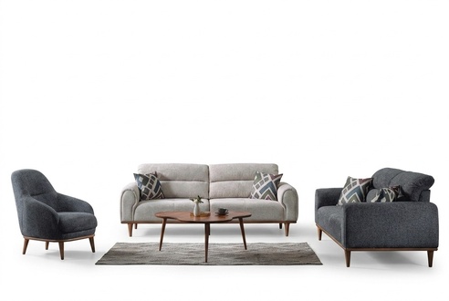 Sofagarnitur 3+3+1 Sitzer Wohnzimmer Set Komplett Sofa Sessel Holz