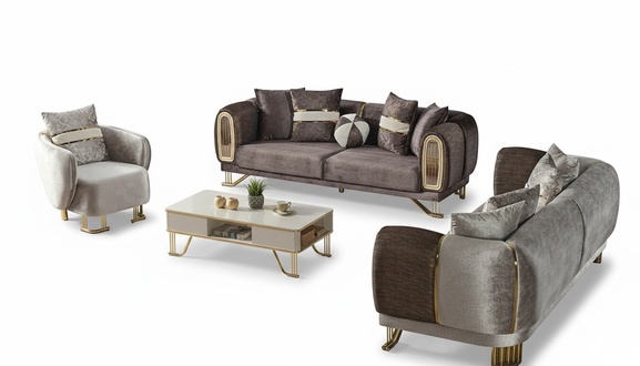 Sofagarnitur 3+3+1 Sitzer Wohnzimmer Set Komplett Textil Sofa Sessel