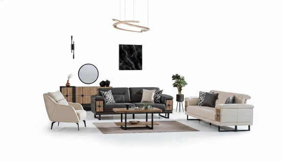 Sofagarnitur 3+3+1 Sitzer Wohnzimmer Set Textil Komplett Sofa Sessel