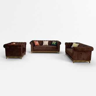 Sofagarnitur Chesterfield mit Metall Luxus Couch Textil Polster MÃ¶bel