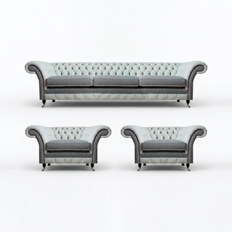 Sofagarnitur Chesterfield Textil Sofas 3+1+1 Polster Set Garnitur Wohnzimmer