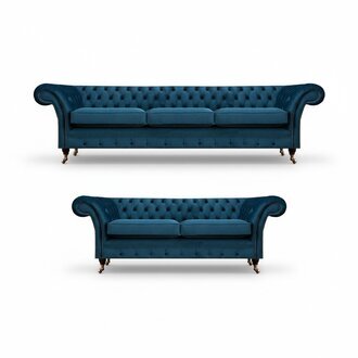 Sofagarnitur Chesterfield Textilsofa Sofas Couch Polster Sessel Wohnzimmer