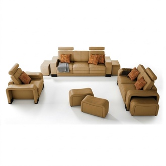 Sofagarnitur Couch USB Sofa Leder Garnitur Sitz Wohnlandschaft 3+2+1 Sitzer Neu