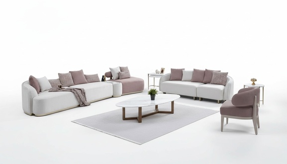 Sofagarnitur GroÃe Sofa Polstersofa Stoffsofa Rosa Dreisitzer Set 4tlg