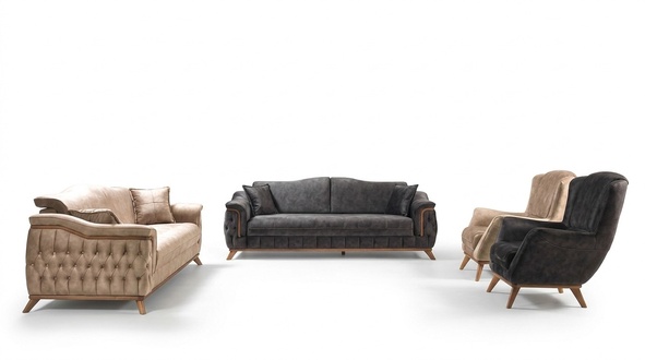 Sofagarnitur Komplette Garnitur Sofa Sessel Sofas Set 4tlg 3+3+1+1 Sitzer Textil