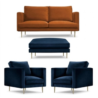 Sofagarnitur Orange Hocker Sessel Kreative MÃ¶bel Textil Stoff Wohnzimmer