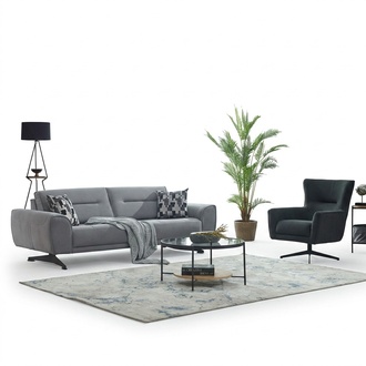 Sofagarnitur Polstersofa Dreisitzer 2tlg Stoffsofa Sessel Grau Sofa