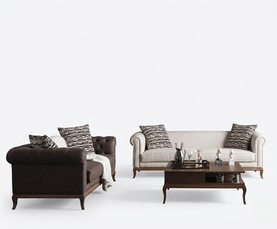 Sofagarnitur SitzmÃ¶bel 2x Sofas 3 Sitzer Couchtisch Wohnzimmer Set 3tlg