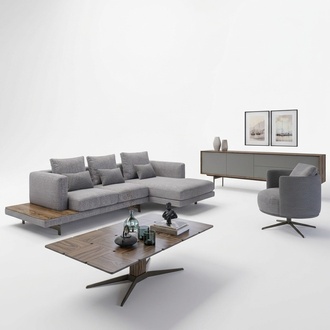 Sofagarnitur Wohnzimmer Set 3tlg PolstermÃ¶bel Ecksofa Sessel Holz Couchtisch