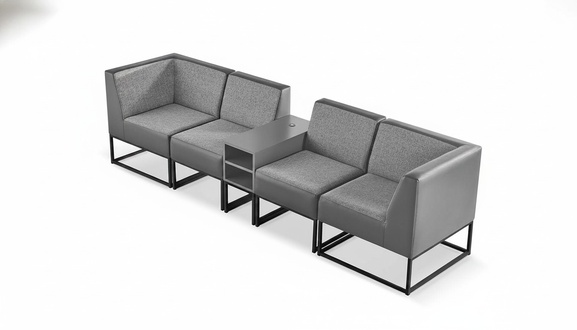 Sofagarnituren Grau Regalen Textil BÃ¼roeinrichtung Modul Grau Leder