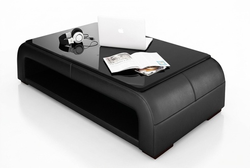 Sofatisch Design Tisch Wonzimmer Glas Leder Dekorative Couch Beistell Sofa