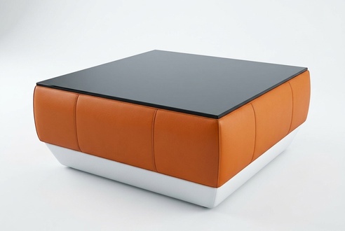 Sofatisch Design Tisch Wonzimmer Glas Leder Couch Beistell Sofa
