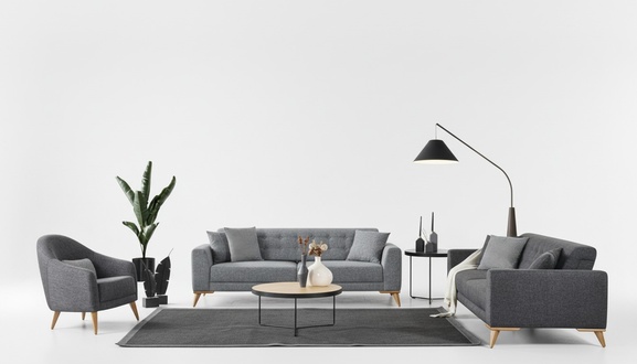 Stilvoll Wohnzimmer set 3tlg. Luxus MÃ¶bel Grau Modern Design 3+1 Sofa