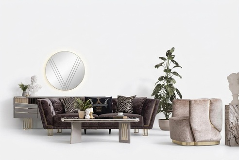 Stilvolle Couchgarnitur Dreisitzer + Sessel Luxus Wohnzimmer SitzmÃ¶bel