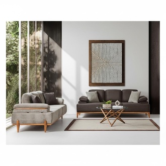 Stilvolle Sofagarnitur Designer Stoffsofa Polstersofas Holzgestell MÃ¶bel