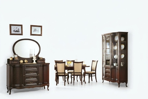 Stilvoller Set Wohnzimmer HolzmÃ¶bel Vitrine Klassisches Anrichte mit Spiegel