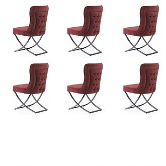 EssZimmer 6 StÃ¼hle Edelstahl Design MÃ¶bel Polsterstuhl italienischer Stil