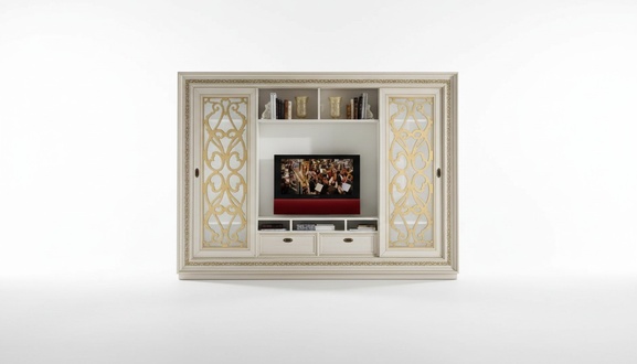 TV Schrankwand Massivholz Modern Fernsehschrank Wohnwand Echtholz Neu